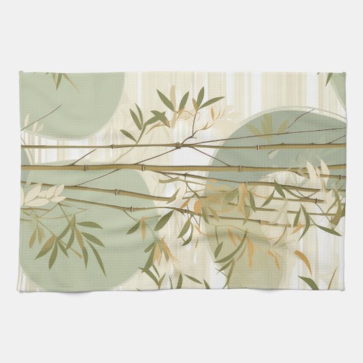 Zen Bamboo Forest Botanical Pattern (3) キッチンタオル (横)