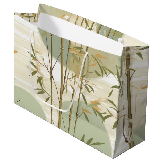 Zen Bamboo Forest Botanical Pattern (3) ラージペーパーバッグ (正面アングル)