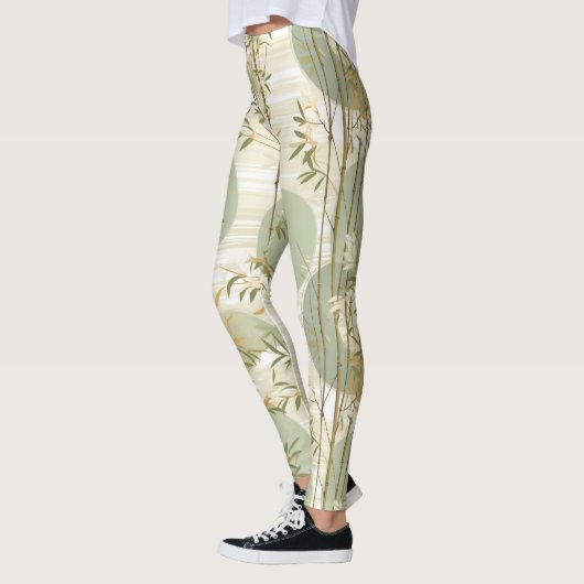 Zen Bamboo Forest Botanical Pattern (3) レギンス (左)