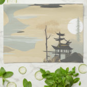 Zen Bamboo Forest Botanical Pattern (4) キッチンタオル (折り畳み)