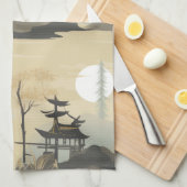 Zen Bamboo Forest Botanical Pattern (4) キッチンタオル (四つ折り)