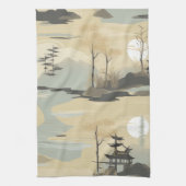 Zen Bamboo Forest Botanical Pattern (4) キッチンタオル (縦)