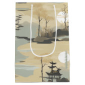 Zen Bamboo Forest Botanical Pattern (4) ミディアムペーパーバッグ (裏面)