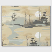 Zen Bamboo Forest Botanical Pattern (4) ラッピングペーパー (フラット)