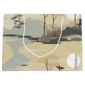 Zen Bamboo Forest Botanical Pattern (4) ラージペーパーバッグ (正面)