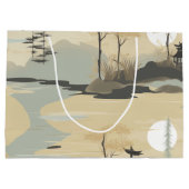 Zen Bamboo Forest Botanical Pattern (4) ラージペーパーバッグ (裏面)