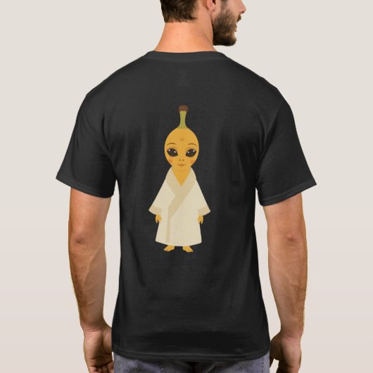 Zen Banana Alien – Funny Minimal Food Art Tシャツ (裏面)