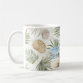 Zen Beach Rocks Tropical Shells Palm Leaves コーヒーマグカップ (左)