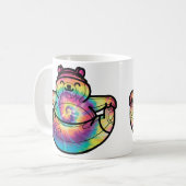 Zen Bear:絞り染めヨガ コーヒーマグカップ (正面左)