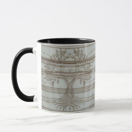 Zen Boho Tree of Life Floral Knit Combo Coffee Mug マグカップ (左)