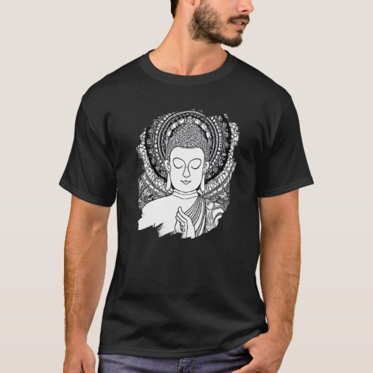 Zen Buddha Mandala Spiritual Asian Style Meditatio Tシャツ (正面)