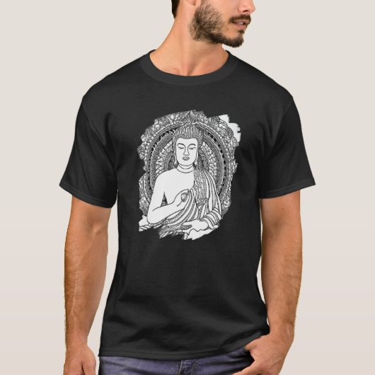 Zen Buddha Mandala Spiritual Asian Style Meditatio Tシャツ (正面)