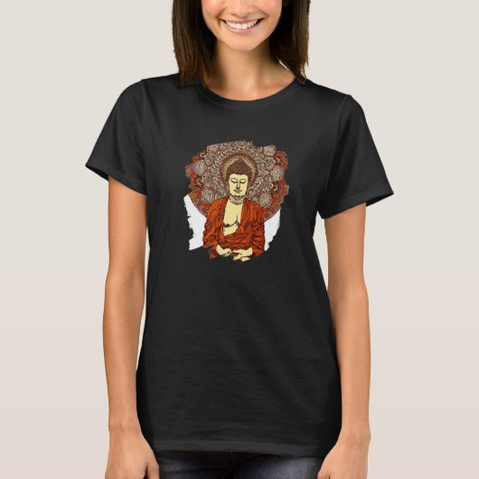 Zen Buddha Mandala Spiritual Asian Style Meditatio Tシャツ (正面)