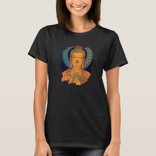 Zen Buddha Mandala Spiritual Asian Style Meditatio Tシャツ (正面)