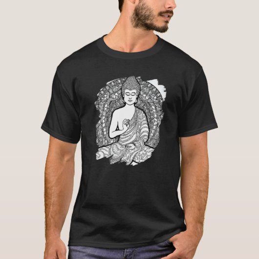 Zen Buddha Mandala Spiritual Asian Style Meditatio Tシャツ (正面)