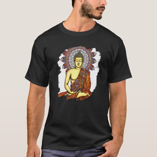 Zen Buddha Mandala Spiritual Asian Style Meditatio Tシャツ (正面)