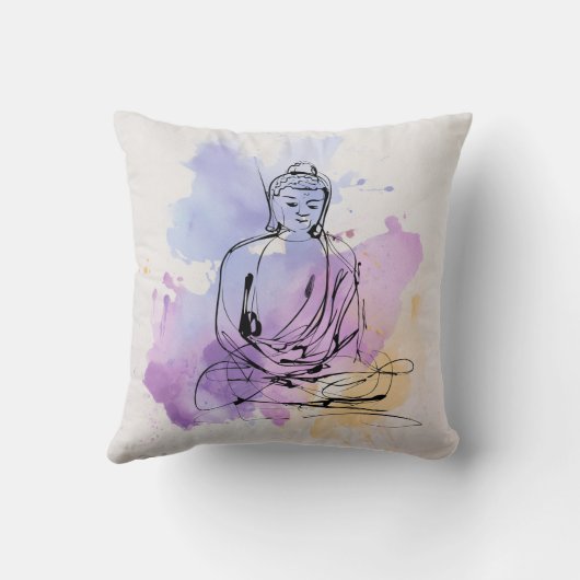 Zen Buddha Meditation Pillow – Peaceful Minimalist クッション (裏面)