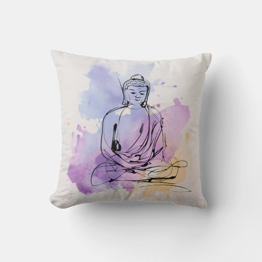 Zen Buddha Meditation Pillow – Peaceful Minimalist クッション (正面)