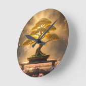 ZEN BUDDHISM - BONSAI TREE - ラウンド壁時計 (傾斜)