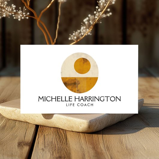 Zen Calm Midcenturyデザインライフコーチ，ヨガ 名刺