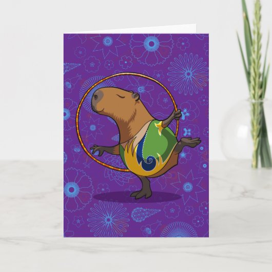 Zen Capybara Dancer Funny Rhythmic Gymnast Cartoon カード (正面)