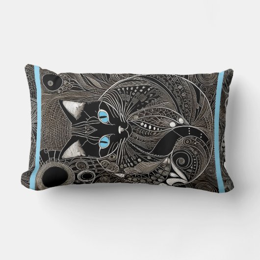 Zen Cat Companionニュームーンブルーストライプ ランバークッション (正面)