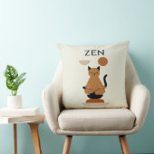 Zen Cat Meditation Throw Pillow – Cute Minimalist クッション (椅子)