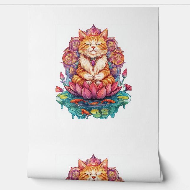 Zen Cat Vibesめい想の子猫サイケデリック 壁紙 (ほどく)