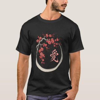 Zen Cherry Blossom Enso Circle Kanji Tシャツ