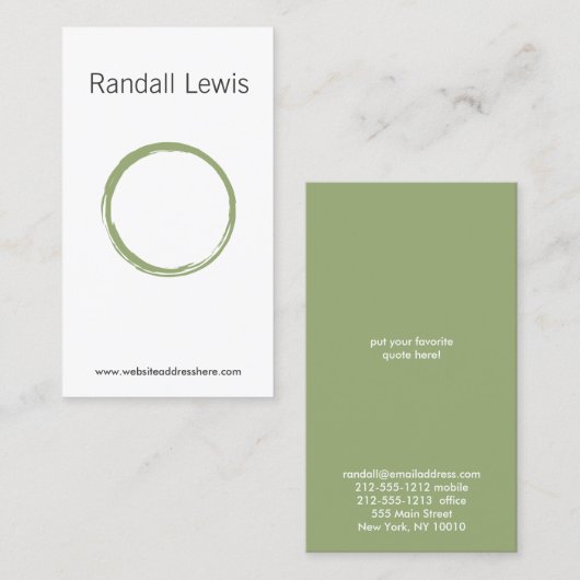 ZEN CIRCLE in MOSS GREEN名刺 名刺 (正面/裏面)