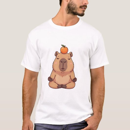 Zen Citrus Capybara – Peaceful Cartoon Capybara Tシャツ (正面)