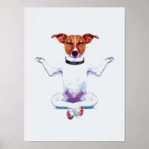 Zen Dog I水彩画 ポスター
