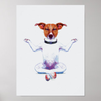 Zen Dog I水彩画 ポスター