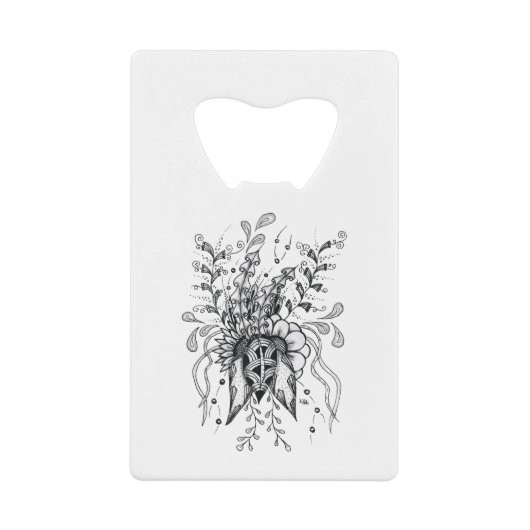 Zen Doodle Art: Blume Ornamente filigran - クレジットカード栓抜き (正面)