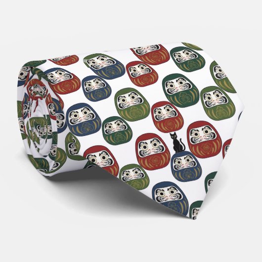 Zen Elegance: Traditional Japanese Daruma Textile  ネクタイ (ロール)