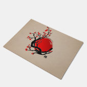 Zen Enso Circle, Sun and Red Sakura Blossom ドアマット (アングル)