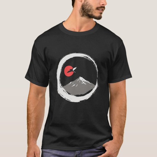 Zen Enso Moon Mountain Japanese Tee Tシャツ (正面)
