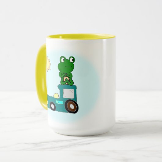 Zen Frog on a Train (電車の中のカエル) マグカップ (正面左)