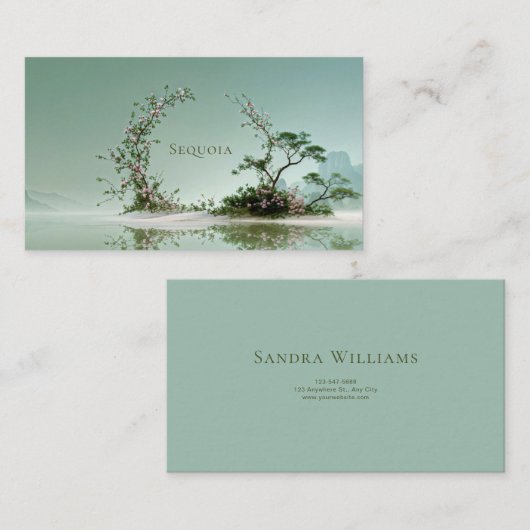 Zen Garden Pink Floral Arch Misty Waterscape 名刺 (正面/裏面)