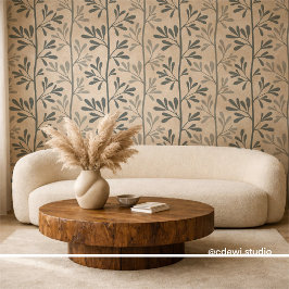 Zen Garden Stems Minimal Dark Green Silhouettes 壁紙