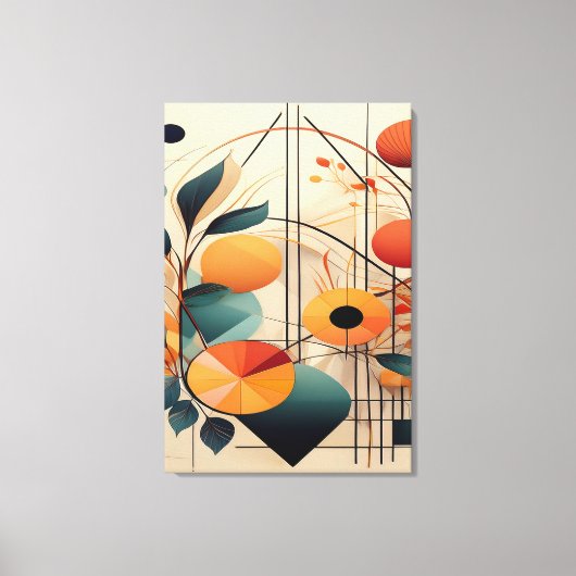 Zen Geometry: Abstract Botanical Fusion Art キャンバスプリント (正面)