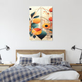 Zen Geometry: Abstract Botanical Fusion Art キャンバスプリント (インサイチュ (寝室))