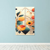 Zen Geometry: Abstract Botanical Fusion Art キャンバスプリント (インサイチュ (ウッドフロア))