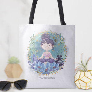 Zen Girl Yogaスパロックスクリスタルフラワーズスピリチュアル トートバッグ