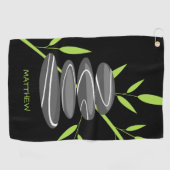Zen golf towel with stacked pebble rocks design ゴルフタオル (横)