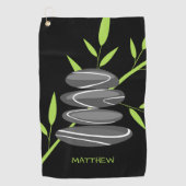 Zen golf towel with stacked pebble rocks design ゴルフタオル (正面)