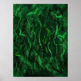 Zen Green Tunes Calming Abstract Wall Art Poster ポスター