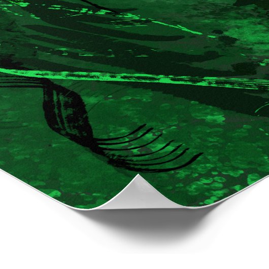 Zen Green Tunes Calming Abstract Wall Art Poster ポスター (角)