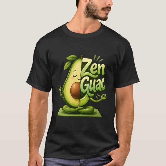 Zen Guac Funny Meditating Avocado Yoga Art Tシャツ (正面)