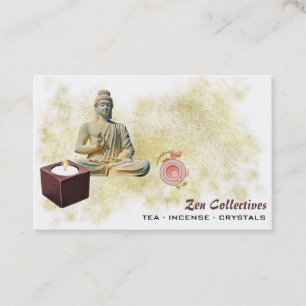 *~* Zen Lotus Budda Candle Tea金ゴールド名刺 名刺